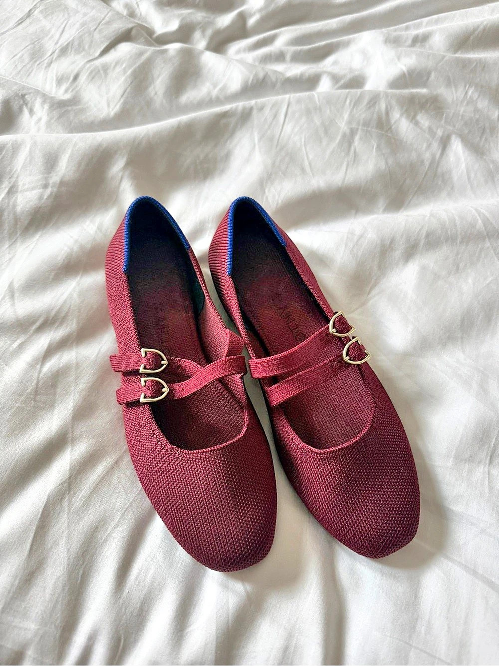 Rothy's The Double Buckle Mary Jane Flats Cabernet Red US 5.5